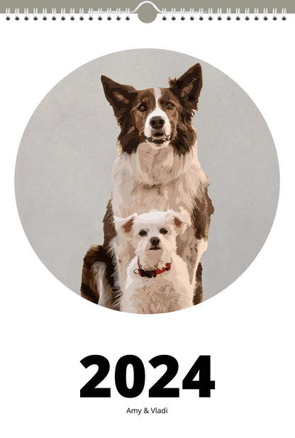 Personalized 2024 Calendars with Illustrations of Your Dog