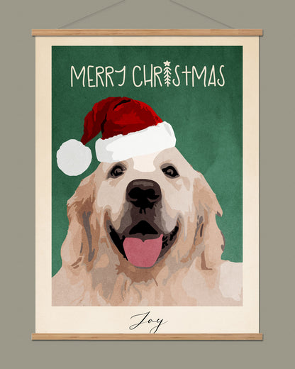 Personalisiertes Hundeposter „Frohe Weihnachten“